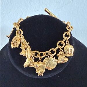 Vintage Gold Charm Disney Character Bracelet